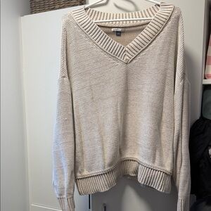 American Eagle Outfitters Beige V-Neck Sweater